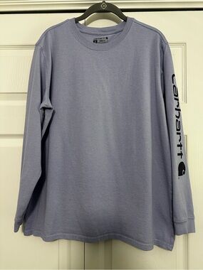 Carhartt Loose Fit Workwear Logo Long-Sleeve T-Shirt Light Purple Size XL VGUC